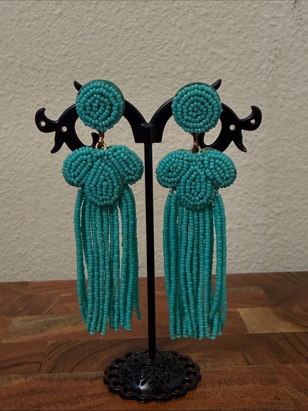 J. Crew Turquoise Beaded Tassel Earrings